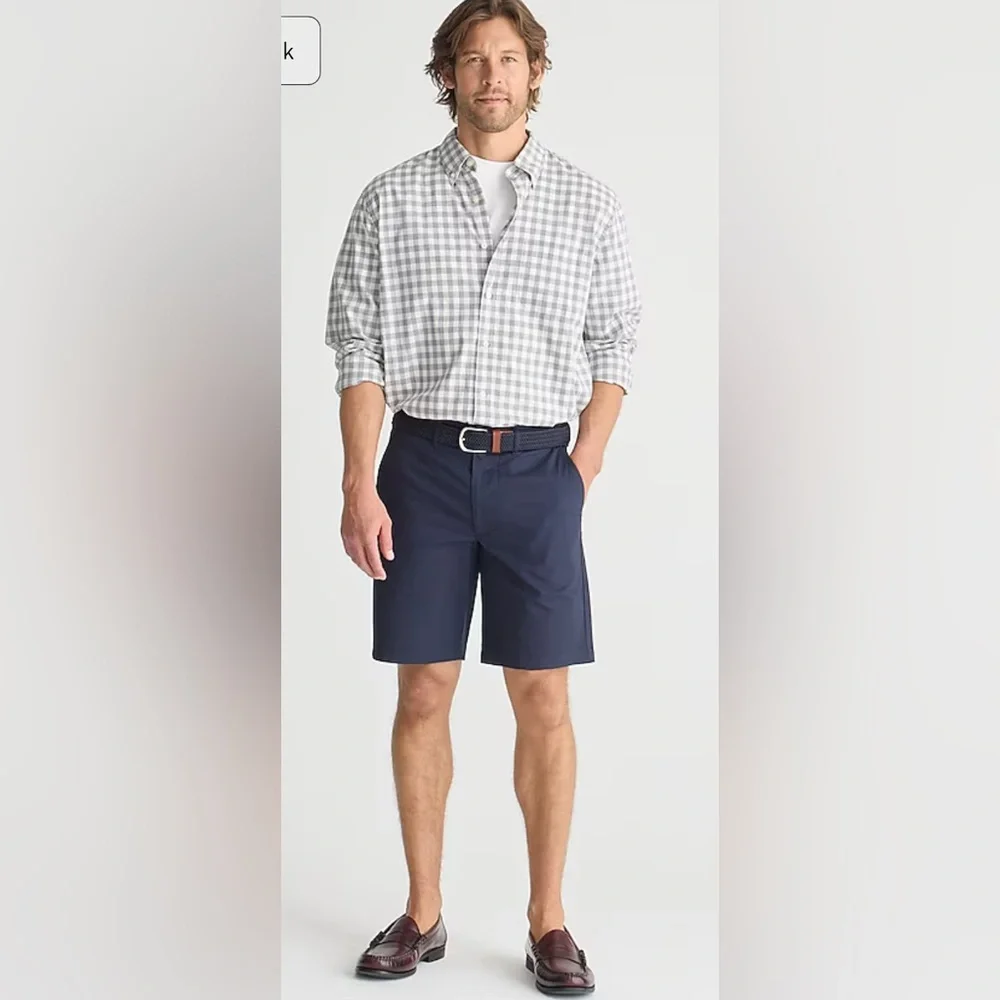 J Crew Mens 32W Blue 9” Chino Flat Front Shorts